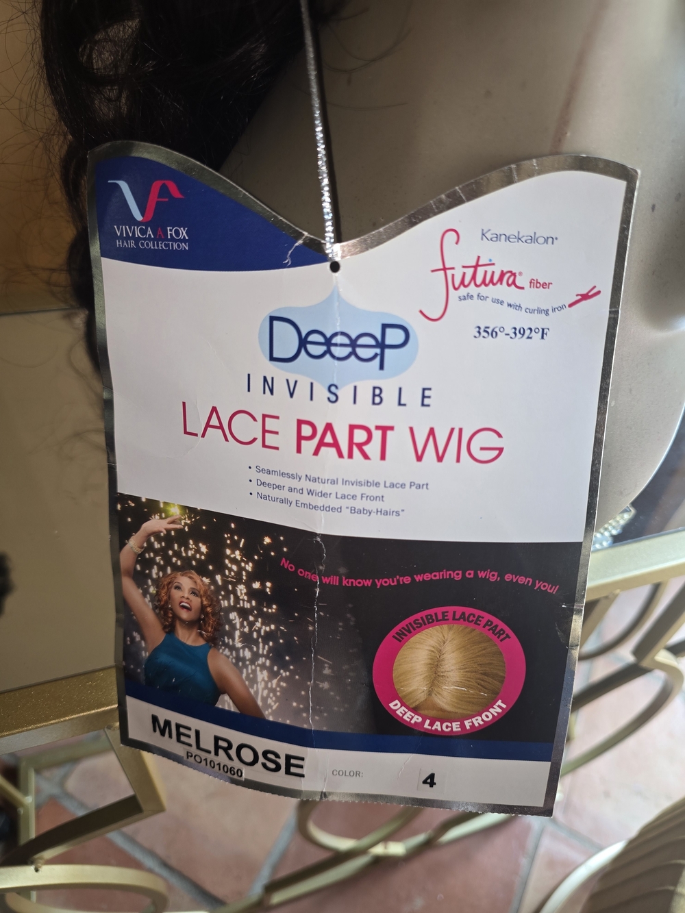 NWT Vivica A. Fox Melrose Lace Part Wig - Color 4 (Dark Brown)
